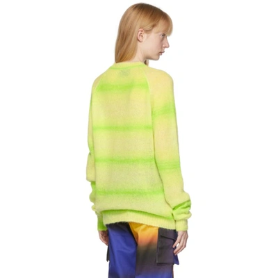 Shop Agr Green Knit Crewneck Sweater In Lime