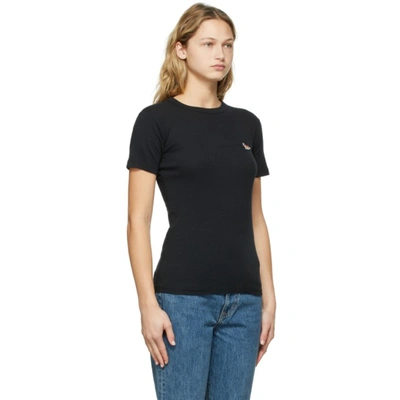 Shop Maison Kitsuné Black Profile Fox Patch Fitted T-shirt