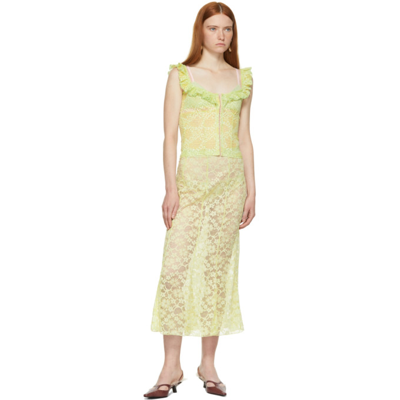 Shop Ichiyo Ssense Exclusive Green Lace Long Skirt In Pale Green