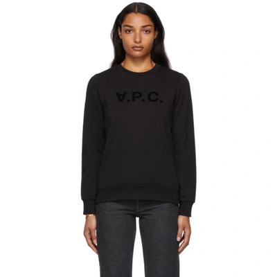 Shop Apc Black Flocked Viva Logo Sweater In Lzz Black