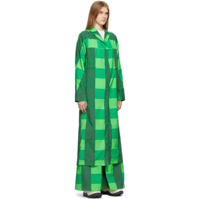 Shop Sunnei Green Check Long Coat