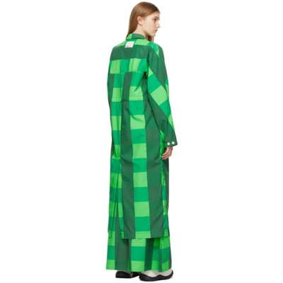 Shop Sunnei Green Check Long Coat