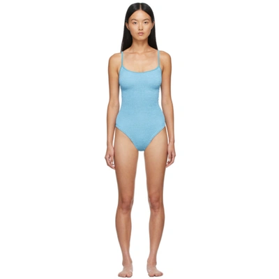 Shop Hunza G Blue Pamela One-piece Swimsuit In Sky Blue