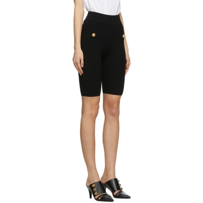 Shop Balmain Black Cycling Shorts In 0pa Noir