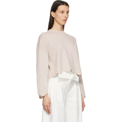 Shop 3.1 Phillip Lim / フィリップ リム Beige Cashmere & Wool Scalloped Sweater In He250 Hessian