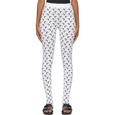 Marine Serre Fuseaux Crescent Moon Print Leggings In White