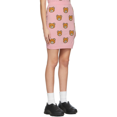 Shop Moschino Pink Wool All Over Teddy Bear Short Skirt In A2224 L Pin