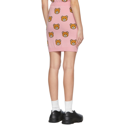 Shop Moschino Pink Wool All Over Teddy Bear Short Skirt In A2224 L Pin