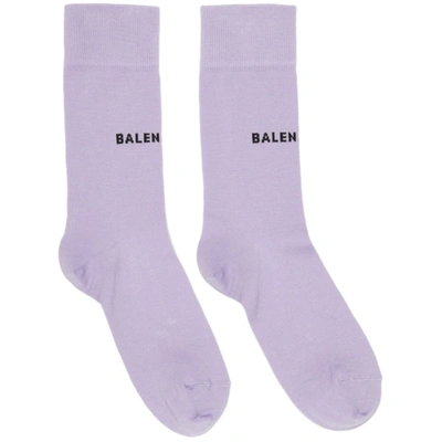 Balenciaga Classic Logo Cotton Blend Socks In Lilac,black