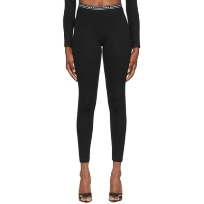 Shop Balmain Black Jersey Logo Leggings In 001 Black