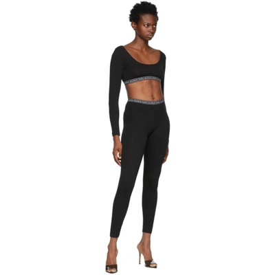 Shop Balmain Black Jersey Logo Leggings In 001 Black