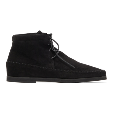 Shop Totême Suede High Top Moccasins In 200 Black