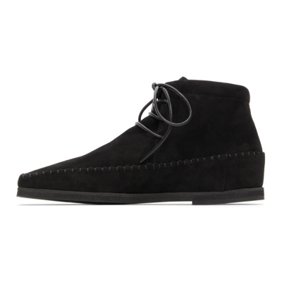 Shop Totême Suede High Top Moccasins In 200 Black