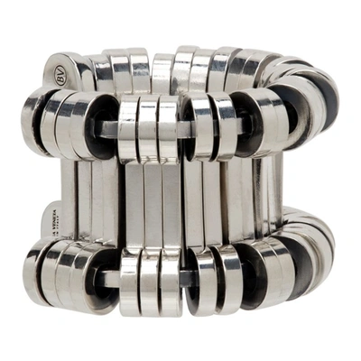Shop Bottega Veneta Silver Staple Ring