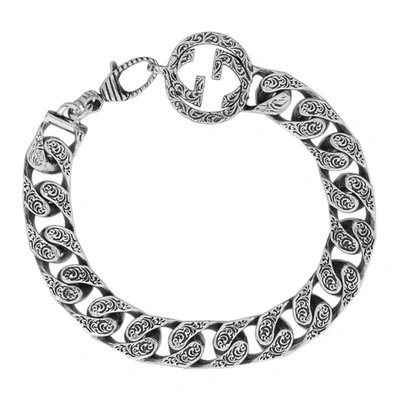 Shop Gucci Silver Interlocking G Bracelet In 925 Sterling Silver