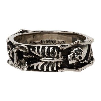 Shop Alexander Mcqueen Silver Dancing Skeleton Ring