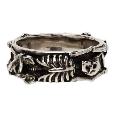 Shop Alexander Mcqueen Silver Dancing Skeleton Ring