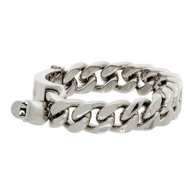 Shop Alexander Mcqueen Silver Identity Chain Bracelet In Silver-plated Brass