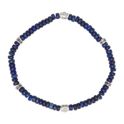 Shop Ferragamo Blue Br Beadstone Bracelet In Lapislazzulo/palladium Lucid