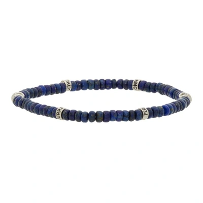 Shop Ferragamo Blue Br Beadstone Bracelet In Lapislazzulo/palladium Lucid