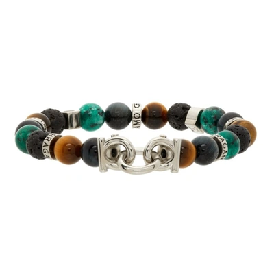 Shop Ferragamo Multicolor Br Bead Bracelet In Beads Multicolor/palladium Lucid