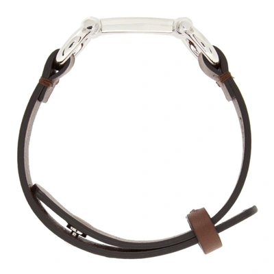 Shop Ferragamo Brown Leather Horsebit Bracelet In Bark Brown/palladium Lucid