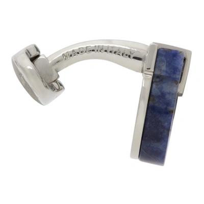 Shop Ferragamo Blue & Silver Gancini Cufflinks In Gem Blue Stone+palla