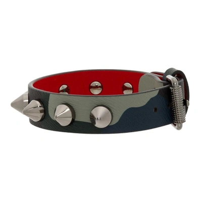 Loubilink Embellished Leather Bracelet in Red - Christian
