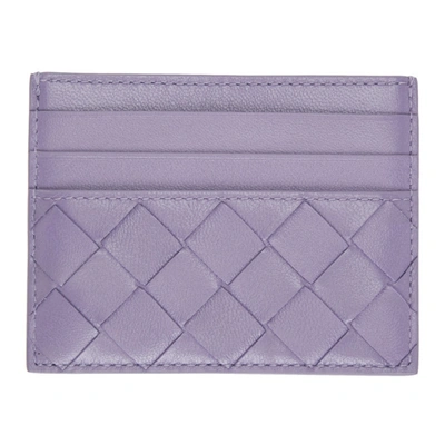 Shop Bottega Veneta Purple Intrecciato Card Holder In Lavender