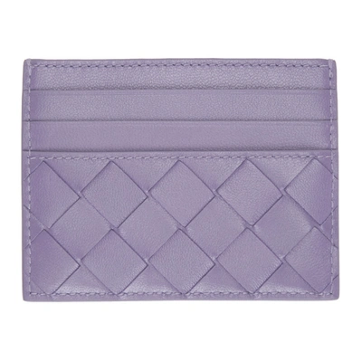 Shop Bottega Veneta Purple Intrecciato Card Holder In Lavender