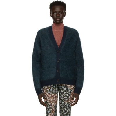 Acne Studios Brushed Mohair Blend Cardigan In Blau | ModeSens