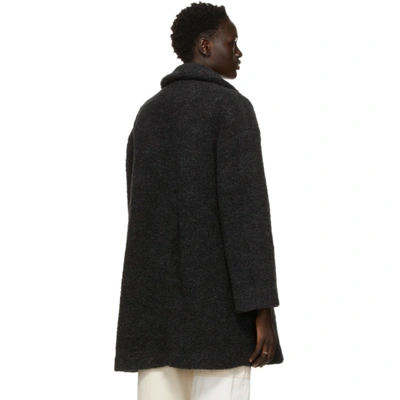 Shop Ganni Grey Recycled Wool Boucle Long Wrap Coat In 252 Phantom