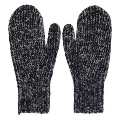 Shop Acne Studios Navy & Grey Wool Mittens In Navy/grey