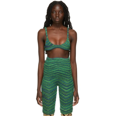 Isa Boulder Ssense Exclusive Green & Blue Bodycurl Knit Bra In Aquarium