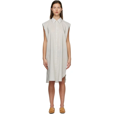 Shop Acne Studios White & Black Striped Shirt Dress In Ays Whtbeig