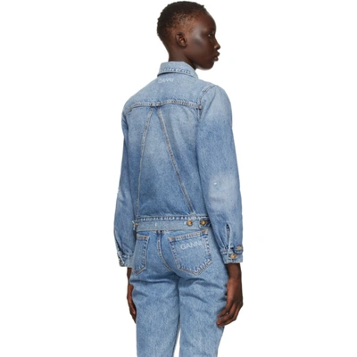 Shop Ganni Blue Overwashed Denim Jacket In 630 Denim