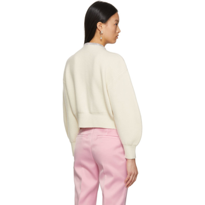Shop Alexander Wang Off-white Crystal Placket Cardigan In 106 Ivory