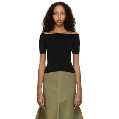 Shop Alexander Mcqueen Black Off-the-shoulder Knit Top In 1000 Black