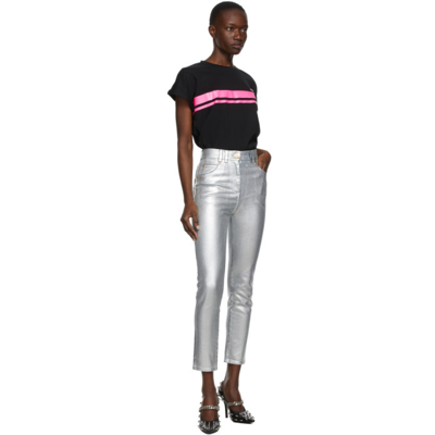 Shop Balmain Silver Slim Jeans In 9ka Argent