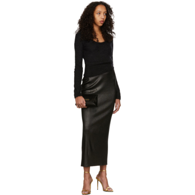 Shop Tom Ford Black Glossy Long Skirt In Lb999 Black