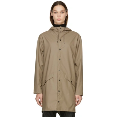 Shop Rains Waterproof Long Rain Jacket In 17 Taupe