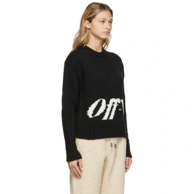 Shop Off-white Intarsia Logo Crewneck Sweater In Black White