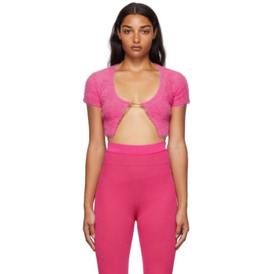 Shop Jacquemus Pink 'la Maille' Neve Cardigan In 430 Pink