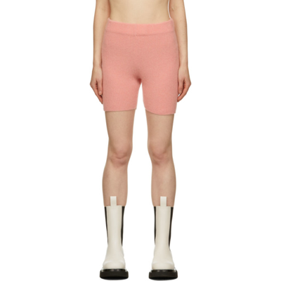 Shop The Elder Statesman Pink Cashmere Bike Shorts In 687 Rose Quartz