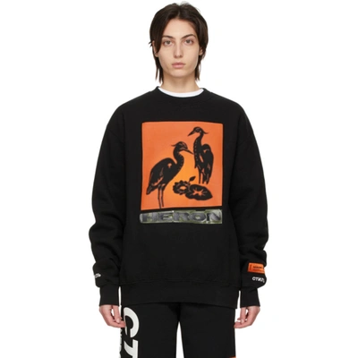 Shop Heron Preston Black & Orange Nightshift Sweatshirt