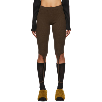 Shop Jacquemus Brown 'le Collant Alba' Leggings In 880 Dark Br