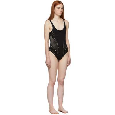 Shop Stella Mccartney Black Perforated Stellawear One-piece Swimsuit In 001 Black