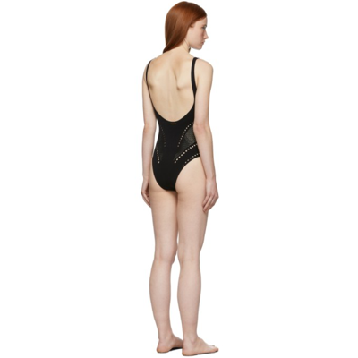 Shop Stella Mccartney Black Perforated Stellawear One-piece Swimsuit In 001 Black