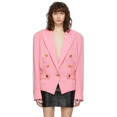 Shop Balmain Pink Fitted Gdp Blazer In 4kj Rose