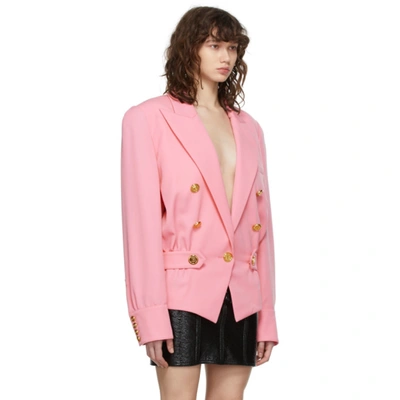 Shop Balmain Pink Fitted Gdp Blazer In 4kj Rose